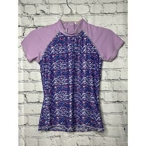 Eddie Bauer Girls Rash Guard Swim Top Purple Size Medium 10/12 Short Sleeve